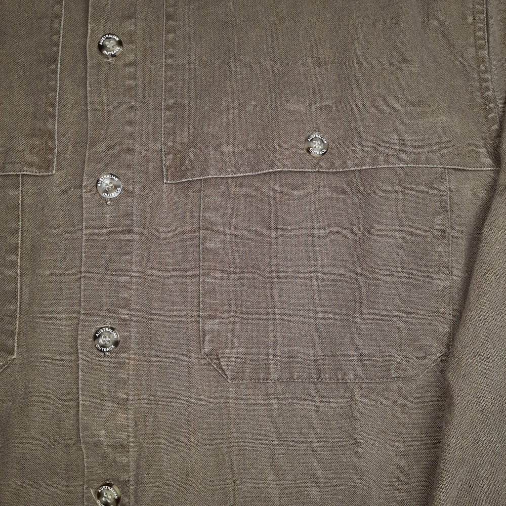Australian Outback Collection VTG Hemp Blend Bush Shirt SZ L - Picture 4 of 9